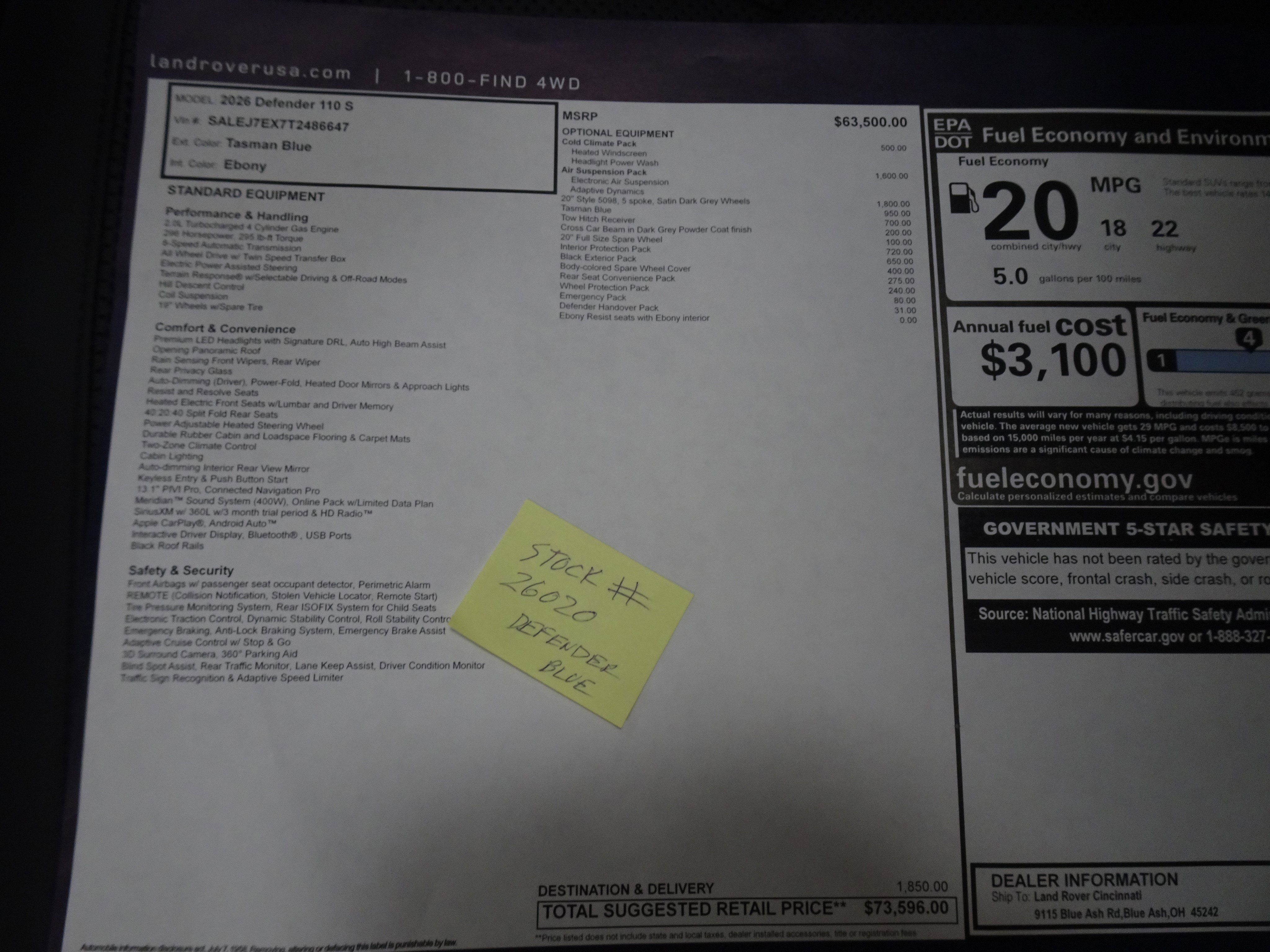 New 2026 Land Rover Defender 110 S image 6