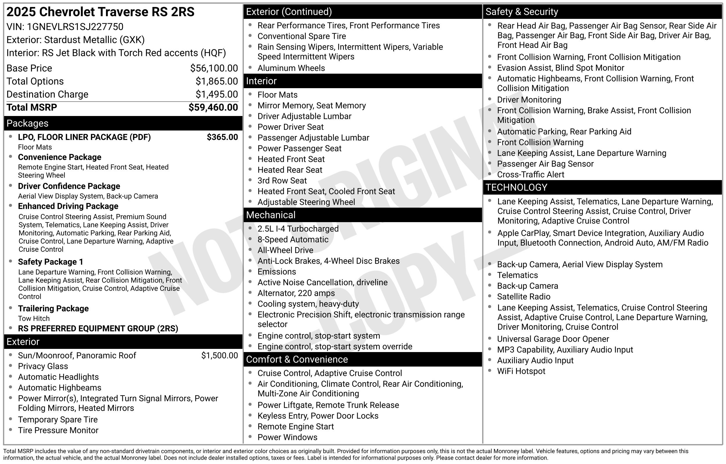 Used 2025 Chevrolet Traverse RS w/ LPO, Floor Liner Package AWD/4WD image 4