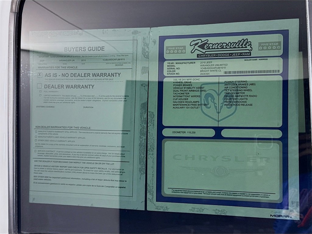 Used 2015 Jeep Wrangler Unlimited Sport w/ Quick Order Package 24S image 38