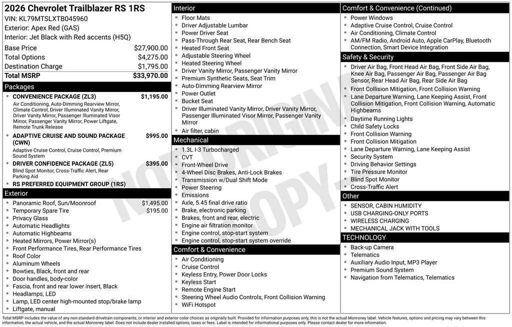 New 2026 Chevrolet TrailBlazer RS w/ Convenience Package image 6