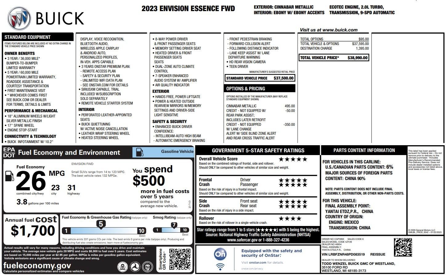 Used 2023 Buick Envision Essence FWD image 38