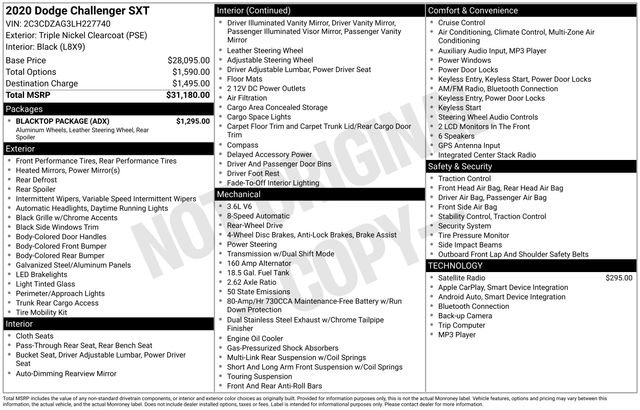 Used 2020 Dodge Challenger SXT w/ Blacktop Package image 4