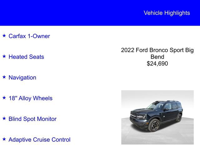 Used 2022 Ford Bronco Sport Big Bend w/ Convenience Package AWD/4WD image 2