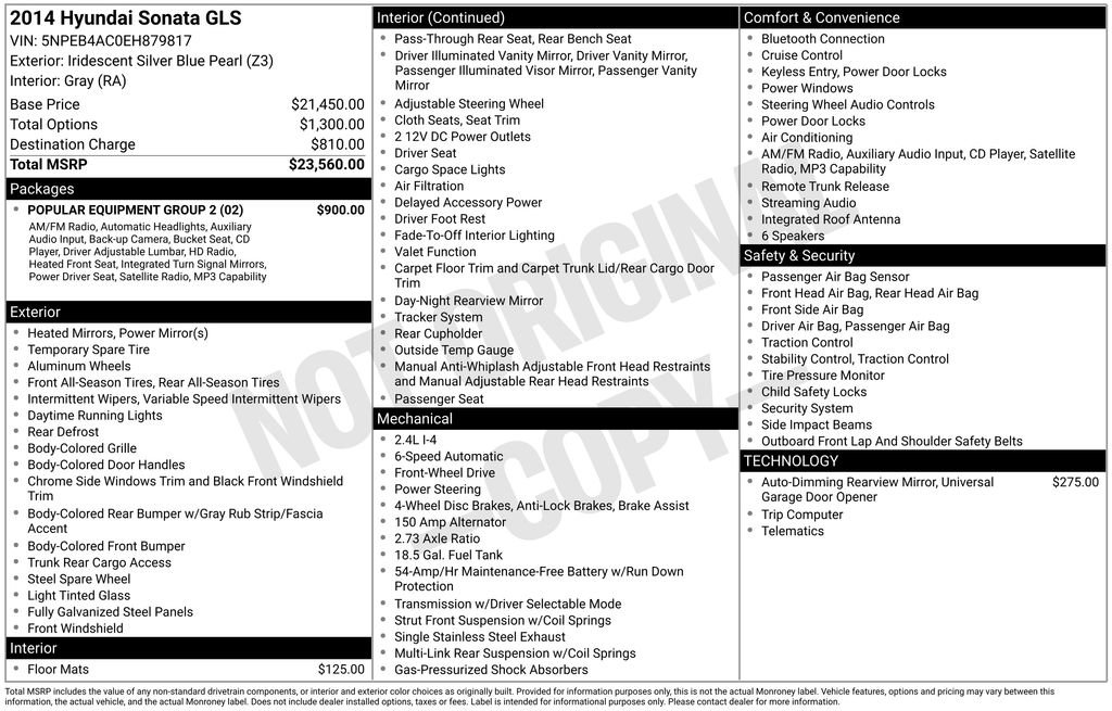 Used 2014 Hyundai Sonata GLS w/ Popular Equipment Group 2 FWD image 12