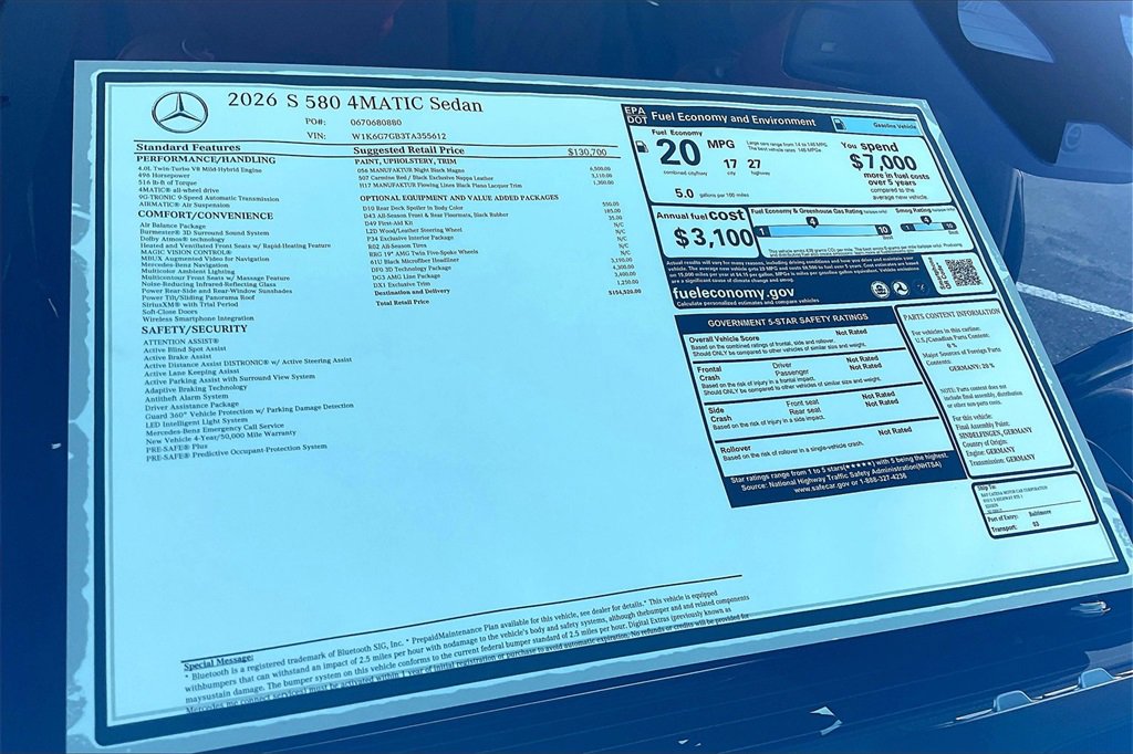 New 2026 Mercedes-Benz S 580 4MATIC Sedan image 13