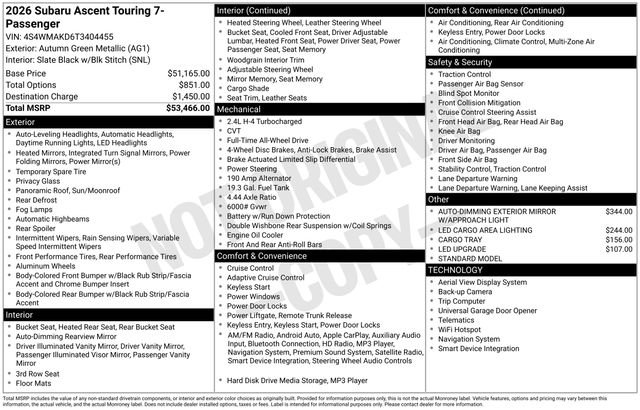 New 2026 Subaru Ascent Touring AWD/4WD image 4