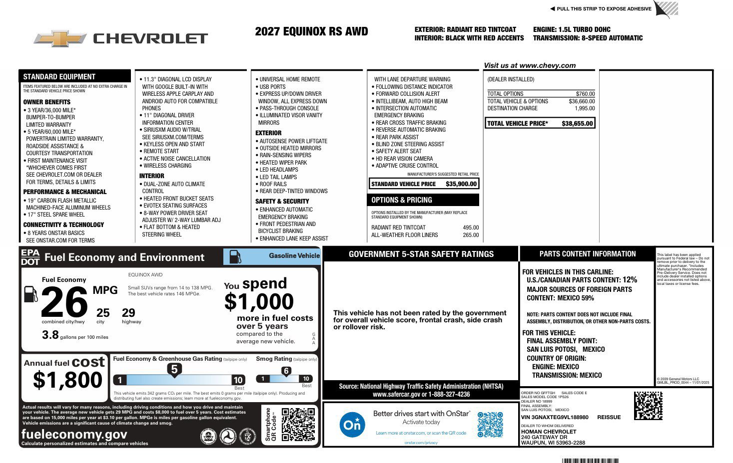 New 2027 Chevrolet Equinox RS AWD/4WD image 3