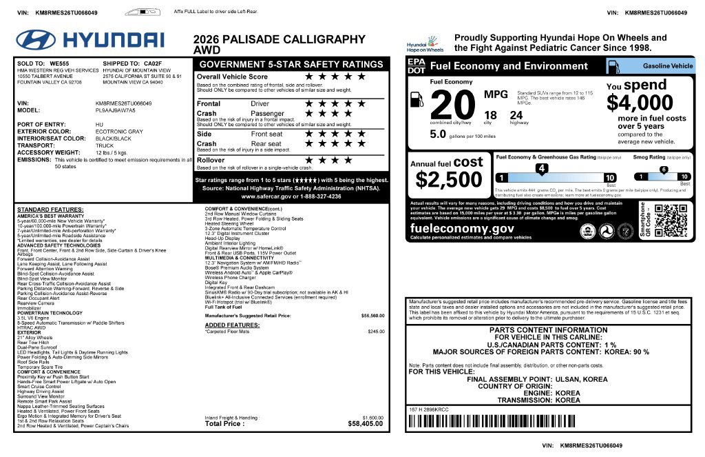Used 2026 Hyundai Palisade Calligraphy AWD/4WD image 4