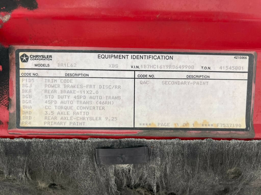 Used 1994 Dodge Ram 1500 Truck 2WD Regular Cab image 68