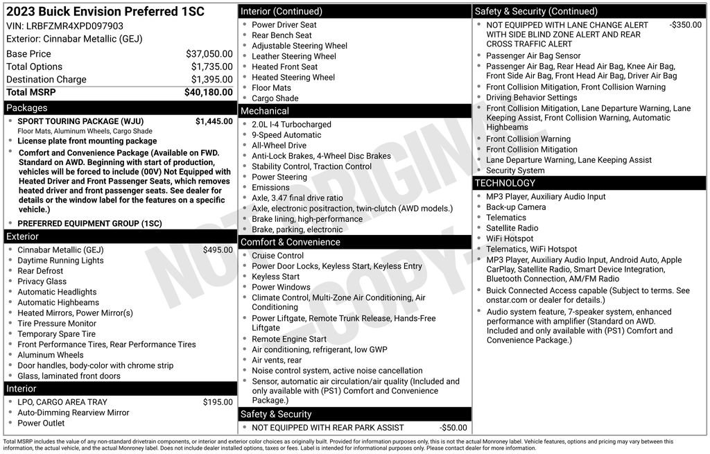 Certified 2023 Buick Envision Preferred w/ Sport Touring Package AWD/4WD image 32