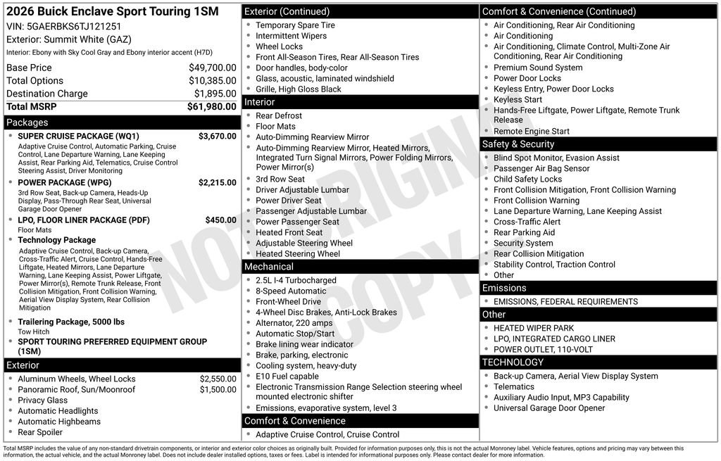 New 2026 Buick Enclave Sport Touring w/ Super Cruise Package image 47