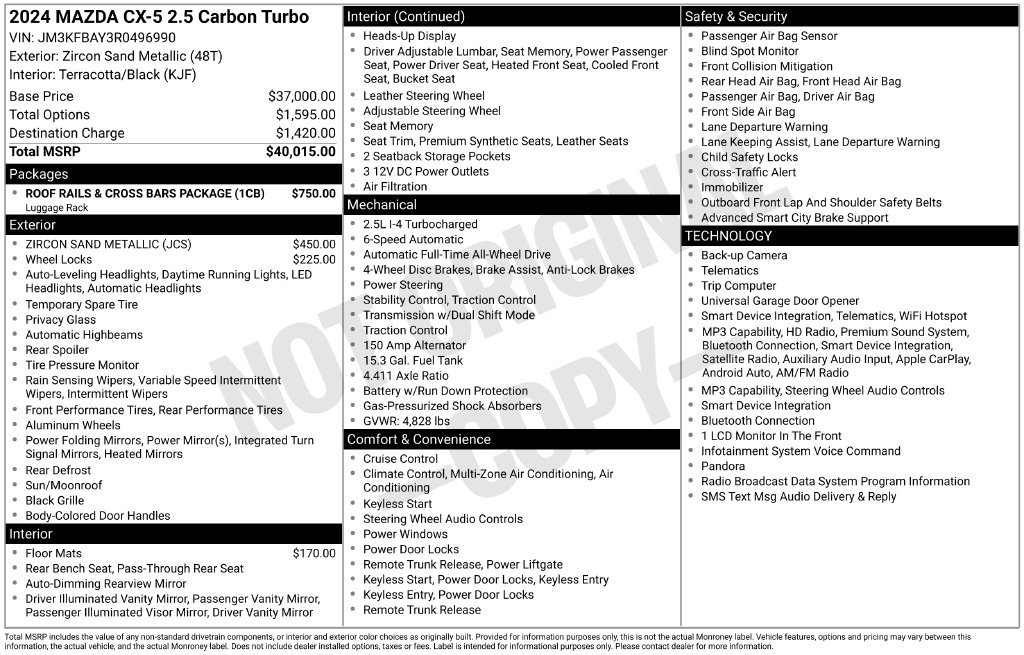 Used 2024 MAZDA CX-5 Carbon Edition AWD/4WD image 9