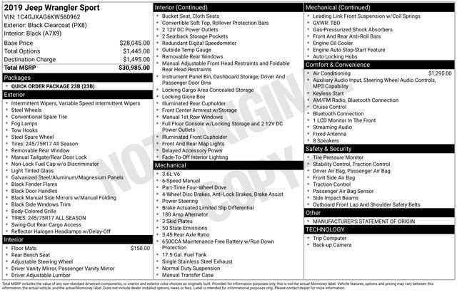 Used 2019 Jeep Wrangler Sport image 41