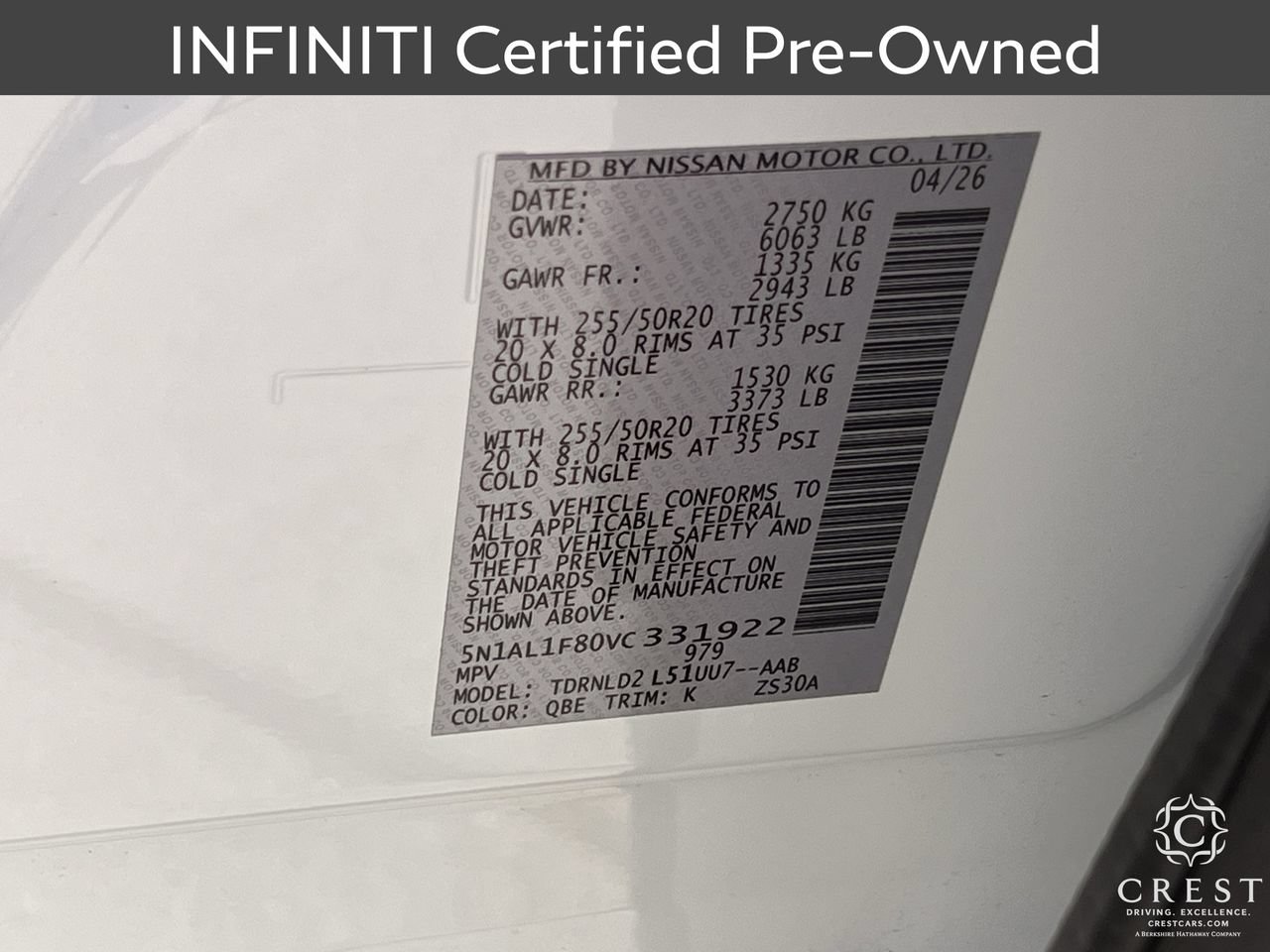 Certified 2027 INFINITI QX60 Luxe w/ Cargo Package AWD/4WD image 32