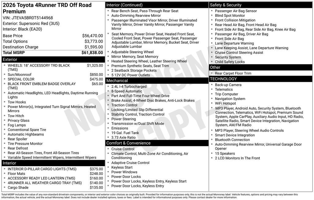 New 2026 Toyota 4Runner TRD Off-Road Premium AWD/4WD image 7