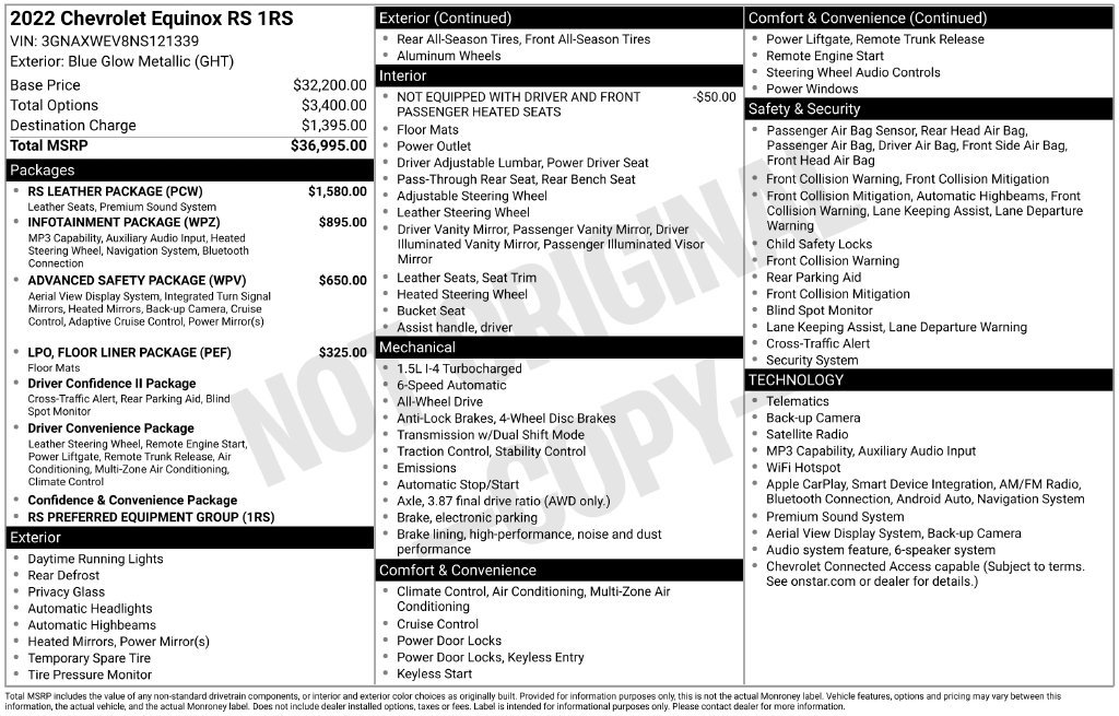 Used 2022 Chevrolet Equinox RS w/ RS Leather Package AWD/4WD image 11