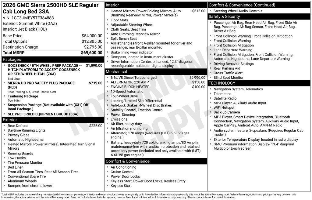 New 2026 GMC Sierra 2500 SLE AWD/4WD image 5