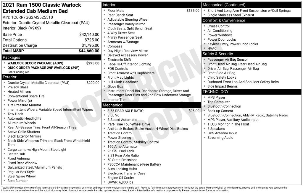 Used 2021 RAM 1500 Warlock w/ Warlock Decor Package AWD/4WD image 26