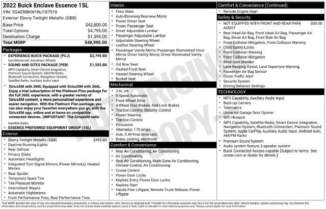 Certified 2022 Buick Enclave Essence w/ Experience Buick Package FWD image 7