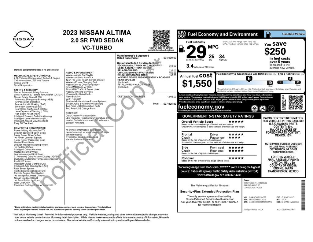 Used 2023 Nissan Altima 2.0 SR FWD image 13