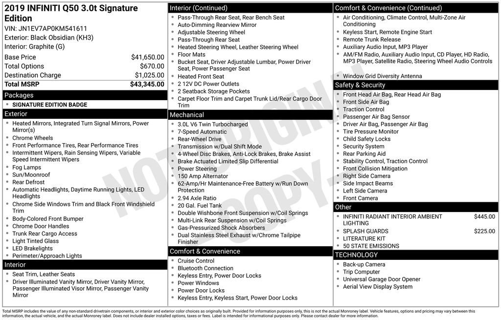 Used 2019 INFINITI Q50 Signature Edition image 17