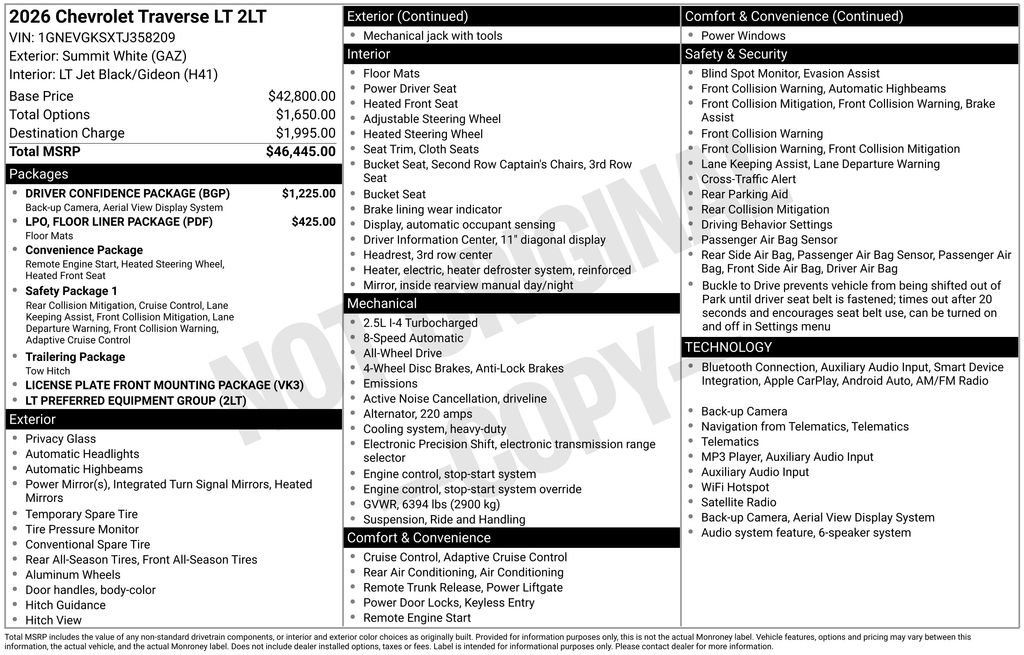 New 2026 Chevrolet Traverse LT w/ Driver Confidence Package AWD/4WD image 43