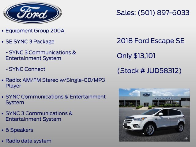 Certified 2018 Ford Escape SE w/ SE Sync 3 Package FWD image 7