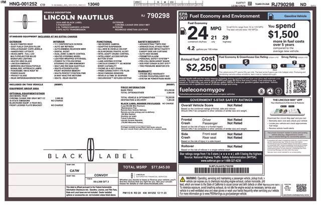 Used 2024 Lincoln Nautilus Black Label AWD/4WD image 7