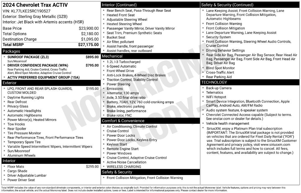 Used 2024 Chevrolet Trax ACTIV w/ Sunroof Package FWD image 22