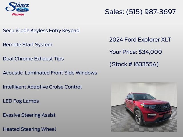 Certified 2024 Ford Explorer XLT w/ Equipment Group 202A image 27