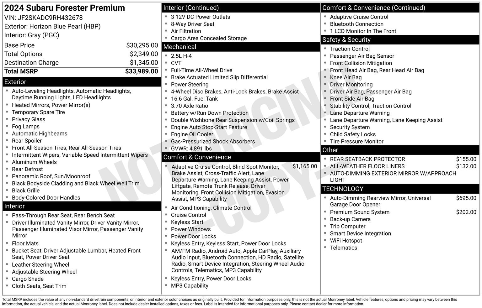 Certified 2024 Subaru Forester Premium AWD/4WD image 35