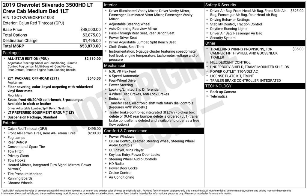 Used 2019 Chevrolet Silverado 3500 LT w/ All-Star Edition image 3