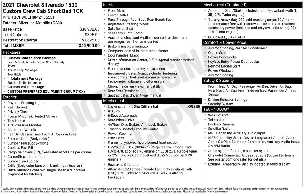 Used 2021 Chevrolet Silverado 1500 Custom RWD image 6