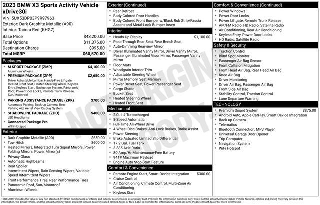 Used 2023 BMW X3 xDrive30i w/ M Sport Package image 33
