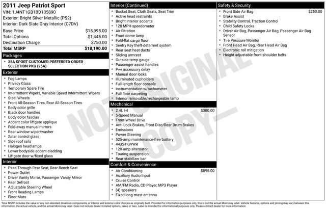 Used 2011 Jeep Patriot Sport FWD image 15