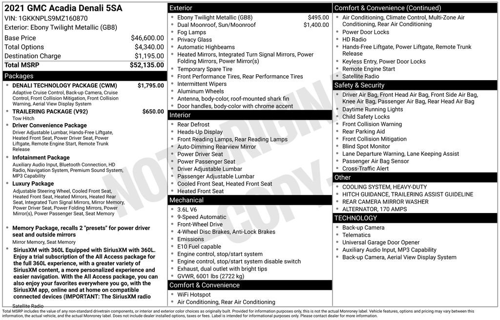 Used 2021 GMC Acadia Denali w/ Denali Technology Package FWD image 61