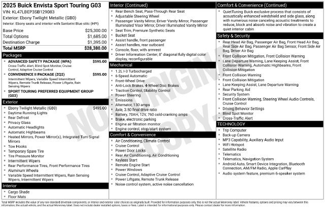 Used 2025 Buick Envista Sport Touring w/ Convenience II Package FWD image 1