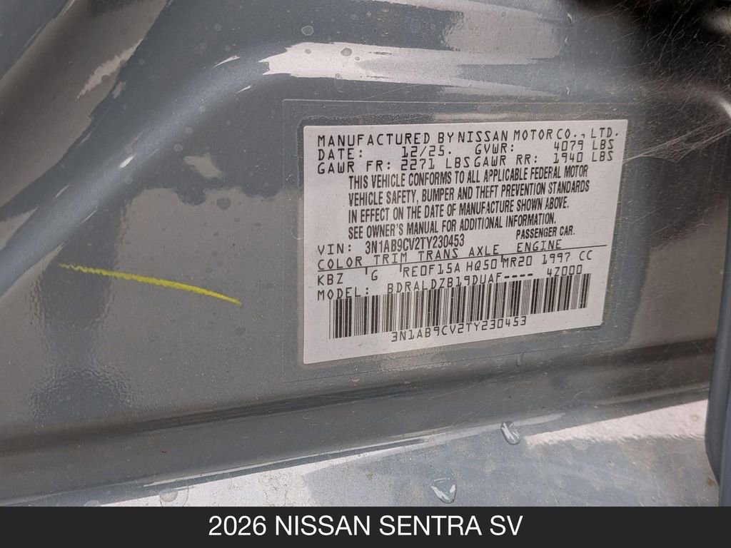 New 2026 Nissan Sentra SV w/ SV Convenience Package FWD image 25