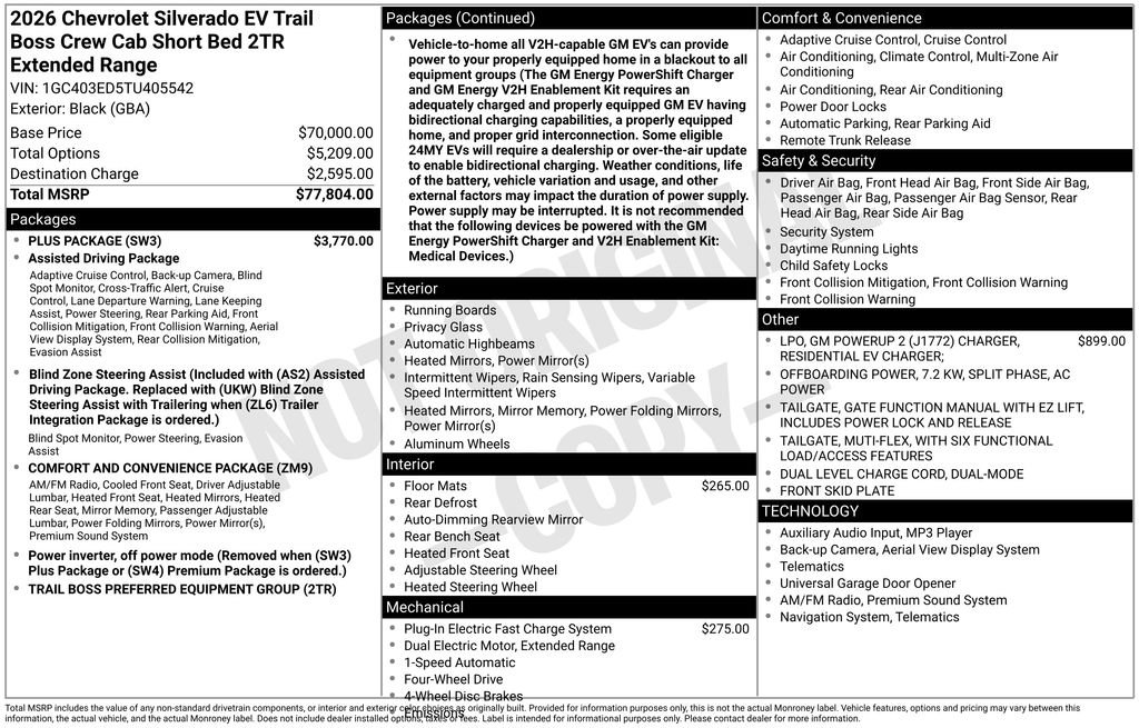 New 2026 Chevrolet Silverado EV Trail Boss w/ Plus Package AWD/4WD image 6