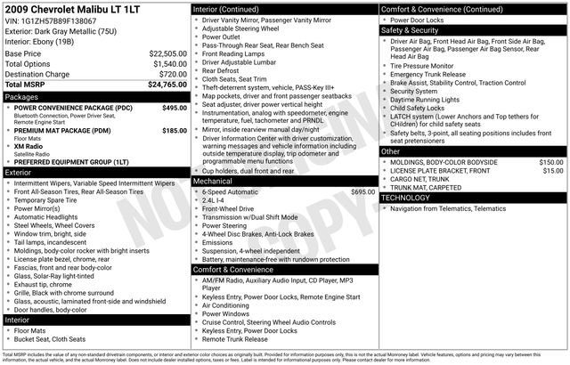 Used 2009 Chevrolet Malibu LT w/ Power Convenience Package image 30