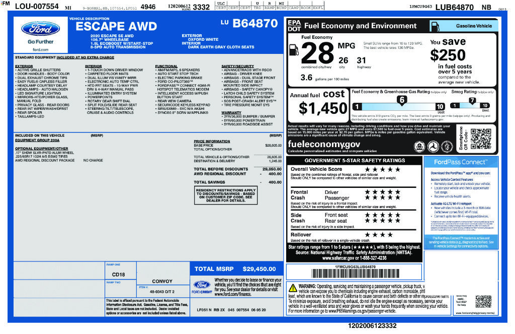 Used 2020 Ford Escape SE AWD/4WD image 4
