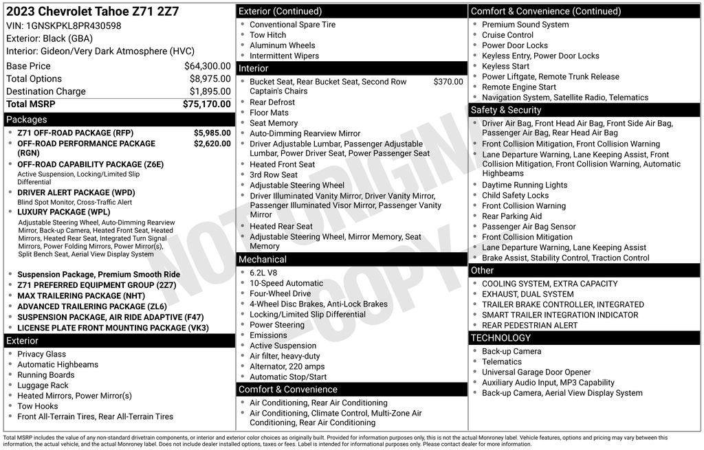 Used 2023 Chevrolet Tahoe Z71 w/ Z71 Off-Road Package AWD/4WD image 32