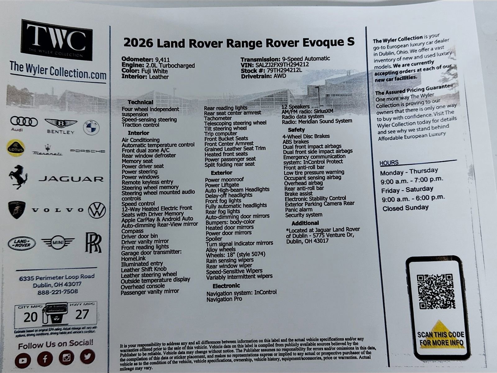 Used 2026 Land Rover Range Rover Evoque S AWD/4WD image 49