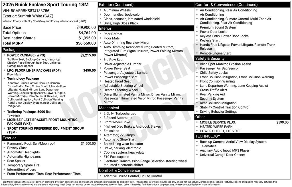 New 2026 Buick Enclave Sport Touring w/ Power Package FWD image 10