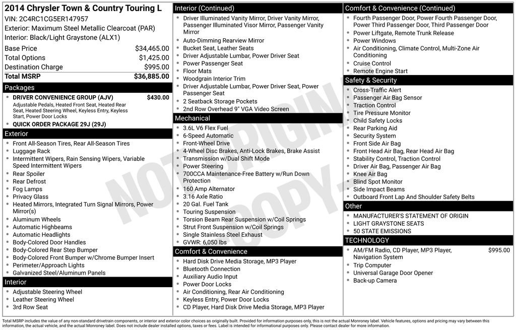 Used 2014 Chrysler Town & Country Touring-L w/ Driver Convenience Group image 15