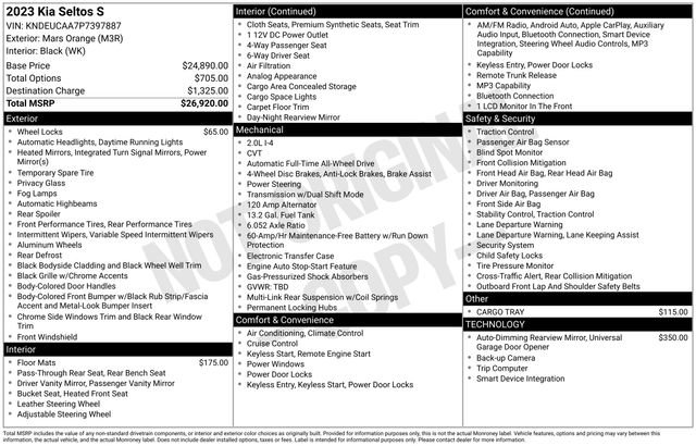 Certified 2023 Kia Seltos S AWD/4WD image 29