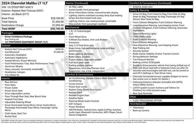 Used 2024 Chevrolet Malibu LT image 2