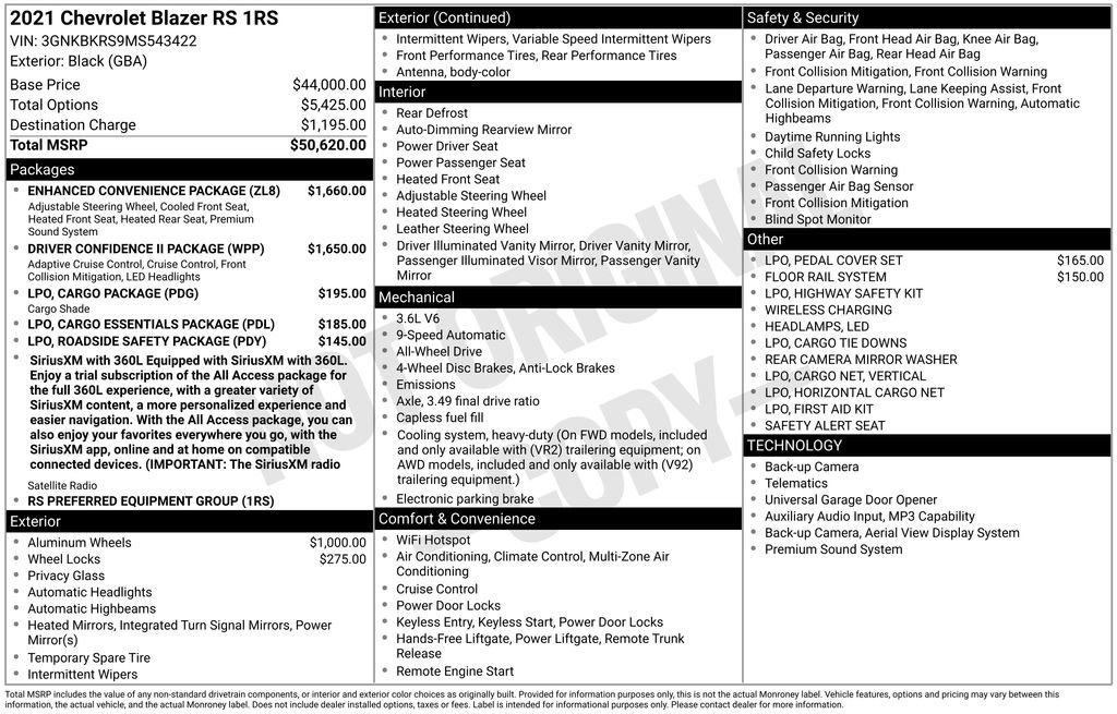 Used 2021 Chevrolet Blazer RS w/ Enhanced Convenience Package AWD/4WD image 37