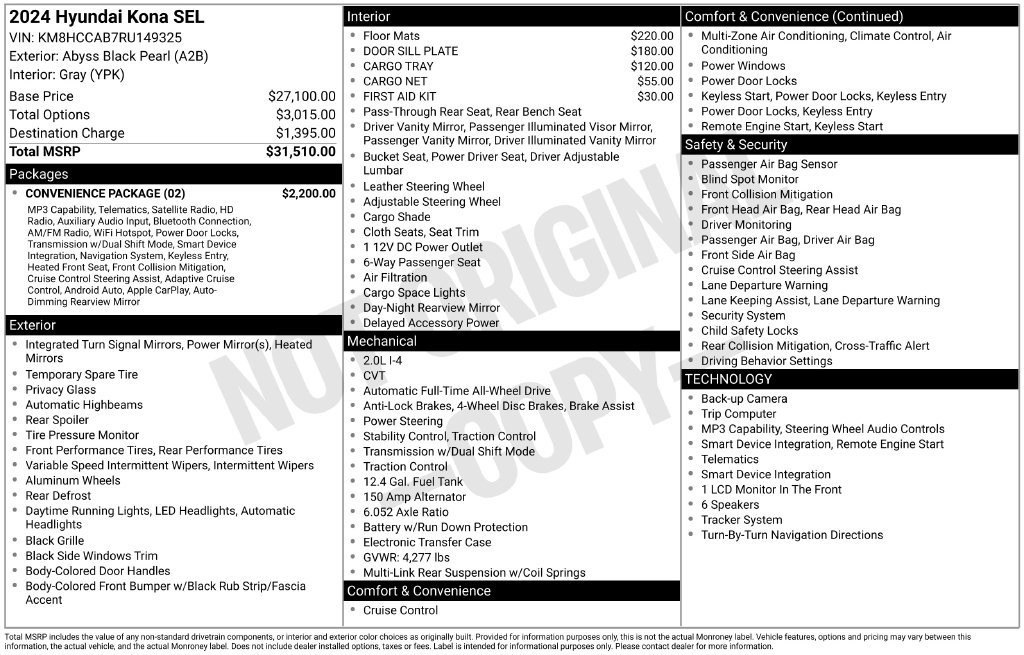 Certified 2024 Hyundai Kona SEL w/ Convenience Package AWD/4WD image 6