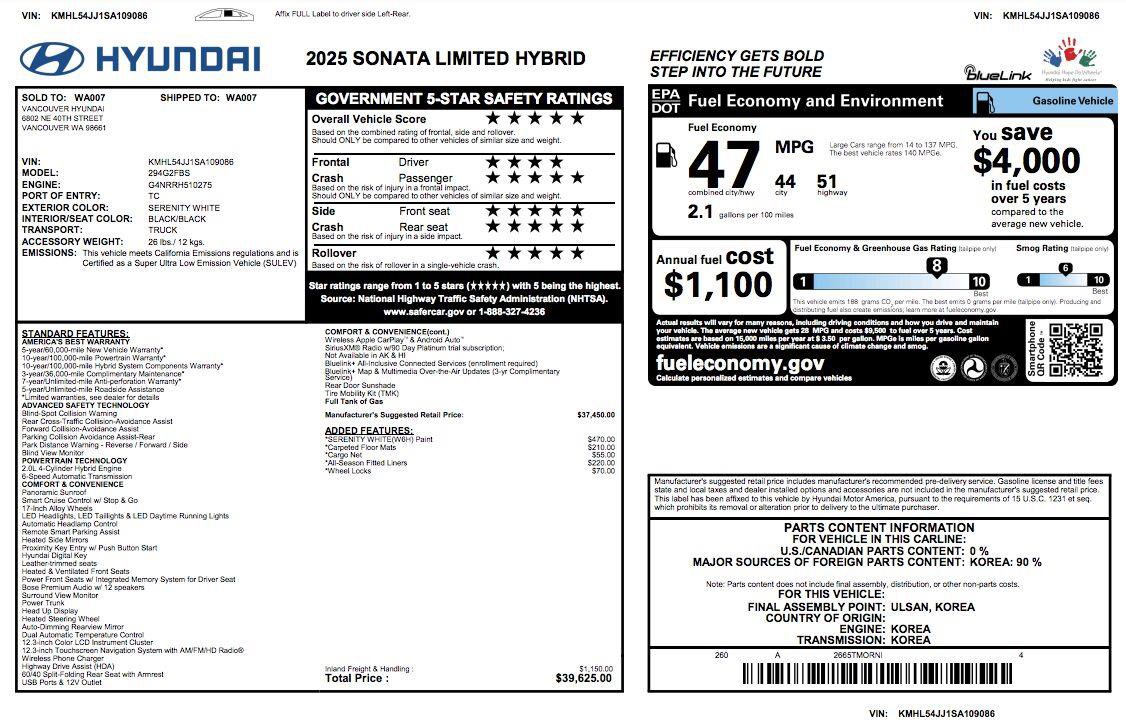 Used 2025 Hyundai Sonata Limited FWD image 5